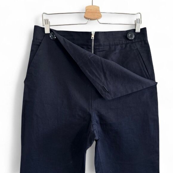 MARNI Navy Blue Cropped Cotton Linen Blend Trousers High Rise Size 42 US 6 - Picture 5 of 12